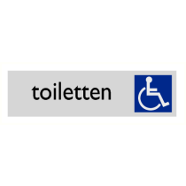 Deurbordje "Mindervalide toilet", 165 x 45 mm, alu-look