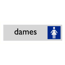 Deurbordje "Dames toilet", 165 x 45 mm, alu-look