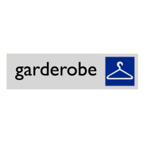 Deurbordje "Garderobe", 165 x 45 mm, alu-look