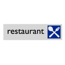 Deurbordje "Restaurant", 165 x 45 mm, alu-look