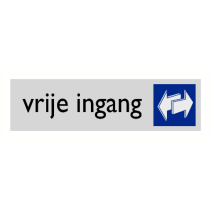 Deurbordje "Vrije ingang", 165 x 45 mm, alu-look