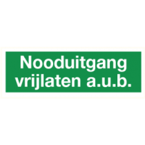Nooduitgang vrijlaten a.u.b. (tekst)