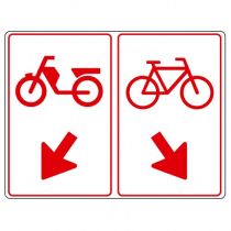 Verkeersbord D105, Gebod voor bromfietser en fietser het bord te passeren aan de zijde die de pijl aangeeft