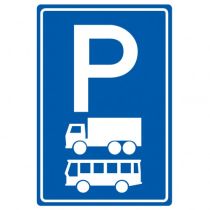 Verkeersbord E08a, parkeergelegenheid alleen bestemd voor vrachtwagens en autobussen