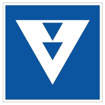 Scheepvaartbord E.5.10 / Toestemming ligplaats te nemen (ankeren en meren) uitsluitend voor andere schepen dan duwvaart die twee blauwe kegels of twee blauwe lichten moeten voeren, aan de zijde van de vaarweg waar het bord is geplaatst