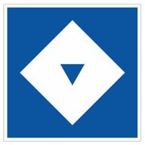 Scheepvaartbord E.5.13 / Toestemming ligplaats te nemen (ankeren en meren) uitsluitend voor schepen — zowel duwvaart als andere schepen dan duwvaart — die één blauwe kegel of één blauw licht moeten voeren, aan de zijde van de vaarweg waar het bord is gepl