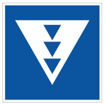 Scheepvaartbord E.5.11 / Toestemming ligplaats te nemen (ankeren en meren) uitsluitend voor andere schepen dan duwvaart die drie blauwe kegels of drie blauwe lichten moeten voeren, aan de zijde van de vaarweg waar het bord is geplaatst