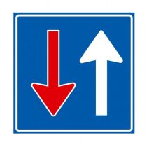 Verkeersbord F06, bestuurders uit tegengestelde richting moeten verkeer dat van deze richting nadert voor laten gaan