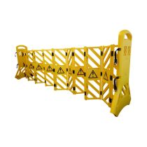 Mobiel veiligheid schaarhek PVC, uittrekbaar tot 3,85 meter, kleur geel