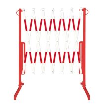 Schaarhek staal, circa 360 x 100 cm, kleur rood/wit