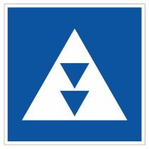 Scheepvaartbord E.5.6 / Toestemming ligplaats te nemen (ankeren en meren) uitsluitend voor duwvaart die twee blauwe kegels of twee blauwe lichten moet voeren, aan de zijde van de vaarweg waar het bord is geplaatst