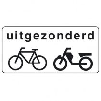 Onderbord OB54, uitgezonderd fietsers en bromfietsers
