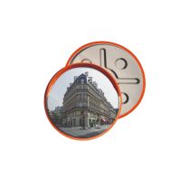 RVS verkeersspiegel met oranje behuizing, diameter Ø 60 cm