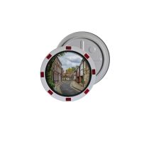 RVS verkeersspiegel met rood/witte rand, diameter Ø 80 cm