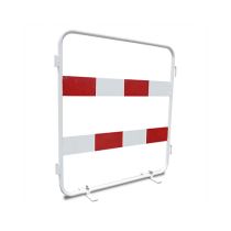 Afzethek, metaal, 80 x 88 cm, met draaibare voet, wit gelakt met rode reflectie