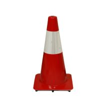 Afzetkegel 50 cm rood soepel pvc met 1 witte reflecterende (H.I.) band