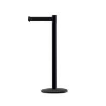 Paal in zwart satijn finish met uittrekbaar lint 2,30 meter, kleur lint zwart