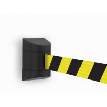 Wandcassette zwart met uittrekbaar lint 4,60 meter, kleur lint geel/zwart