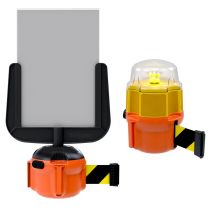 Skipper XS houder met 9 meter geel/zwart afrolbaar afzetlint